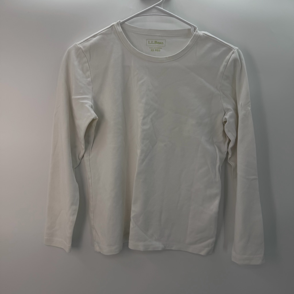 L.L.Bean White Crew Neck Long Sleeve Tee